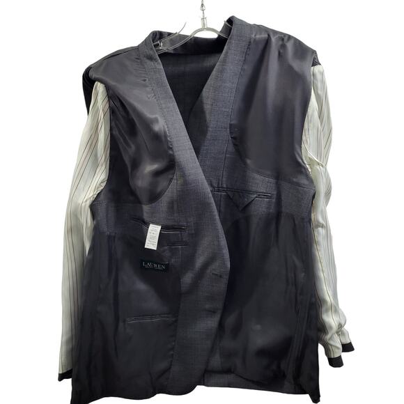 Lauren Ralph Lauren Gray 100% Wool Natural Stretch Sports Jacket Size 48R 11924 - Picture 6 of 10